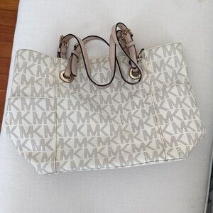 Michael Kors Cream and Tan Signature Tote